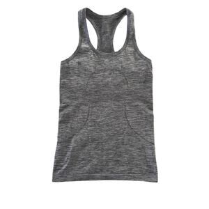 Lululemon Swiftly Tech Women 4 Gray Racerback Tank Top Knit Vented Yoga Dance